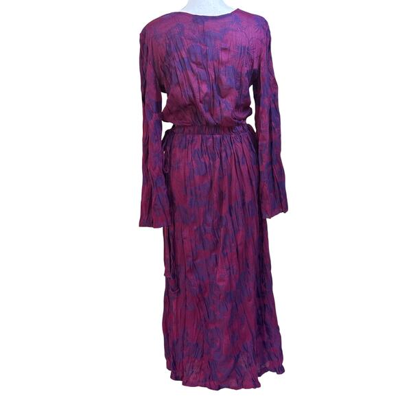 Zara Wrinkled Jacquard maxi dress, maroon/purple, bohemian, romantic, dramatic - Picture 3 of 6